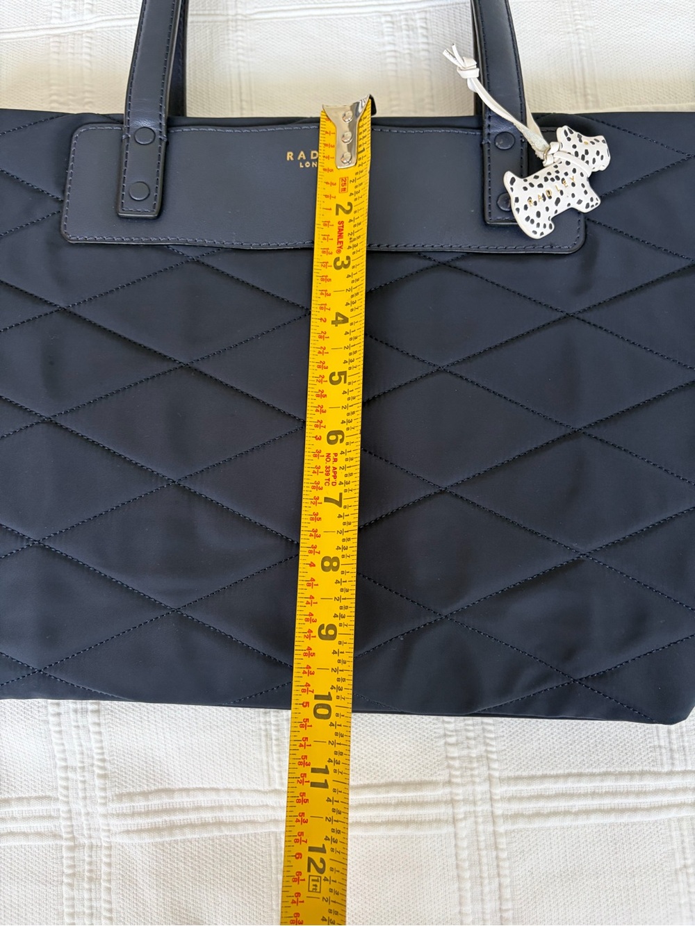 RADLEY LONDON Navy Blue Nylon Quilted Tote with Dog Charm - Picture 10 of 11